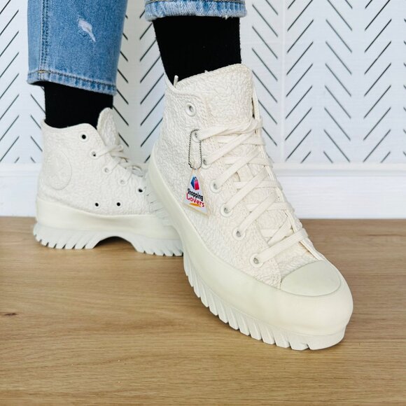 ❤️Converse Chuck Taylor Lugged 2.0 Jacquard 7 Women Shoes Sneakers Beige A00876C - Picture 4 of 13